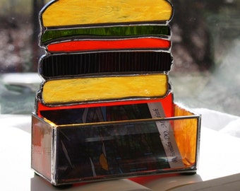 Where's the Beef Stained Glass Business Card Holder