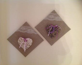 decorate 2 tables color linen with its hearts