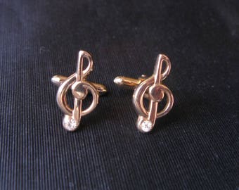 Treble Clef Note, Music Cufflinks, Swank Musical Cuff Links note vintage Swank musician treble clef, maestro conductor gift