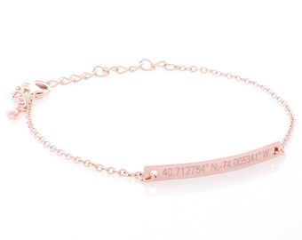 Customized Name Bracelet- Coordinates Bracelet, Customized Couple Bracelets, Latitude Longitude Bracelets, Location Bracelet