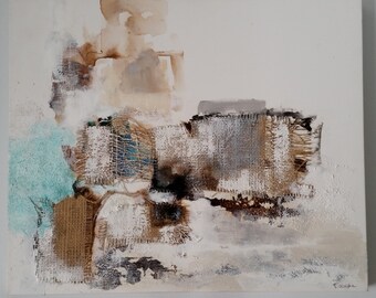 Original Abstract Painting, Textural, 51 x 61cm, Abstract Art, Canvas Wall Art, Mixed Media, Collage, Ready to Hang, Trish Callaghan