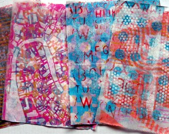 Original Handmade Gelli Print Collage Artist Papers for Mixed Media and Art Journaling 1203_01