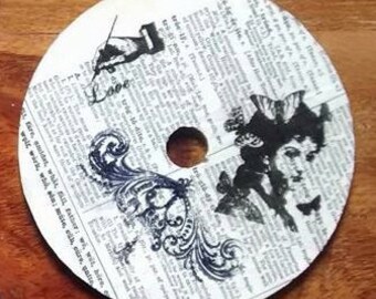 4 Upcyled CD coasters Vintage-look