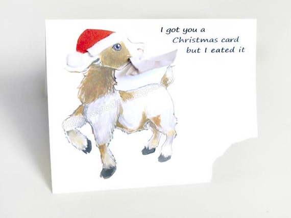 Funny Christmas Card Goat Greeting Card Cute Notecard