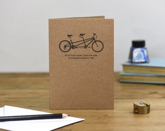 Tandem Bicycle Anniversary or Wedding Card