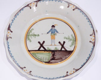 NEVERS, Burgundy, 19th century plate the tightrope walker