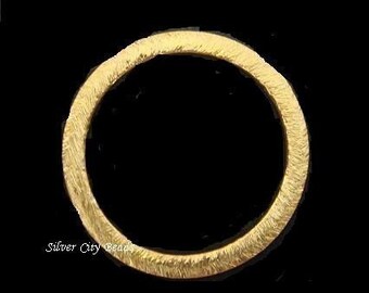 Brushed Vermeil Links, 6 pcs 20mm, 24k Vermeil Brushed Textured Circle Links Connector -