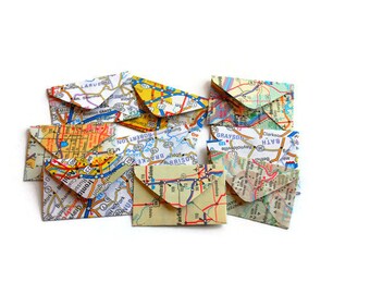Vintage Paper Atlas Miniature Envelopes, Teeny Tiny Envelopes, Mini Envelopes, Vintage Paper, Travel