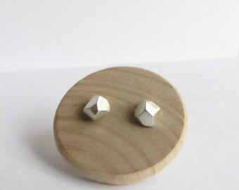 Minimalist Faceted Pebble Stud Sterling Silver Earrings. Sterling Silver Stud Earrings. Minimalist Pebble Studs. Silver Pebble Earrings.