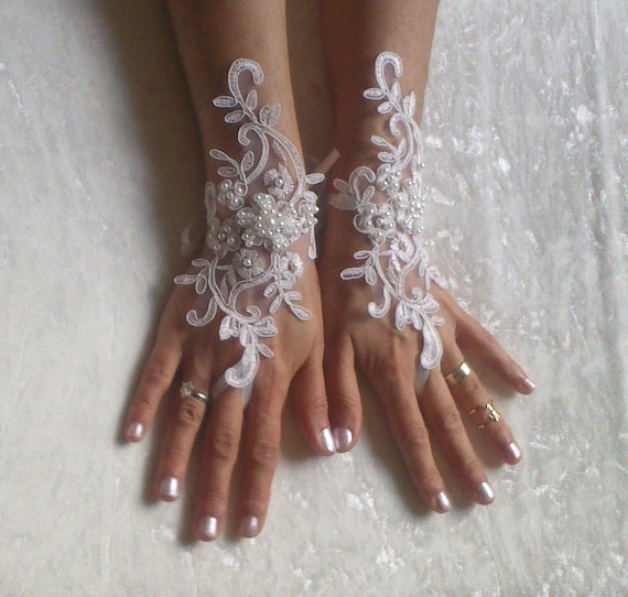 Ivory french lace gloves bridal gloves ivory lace gloves fingerless gloves