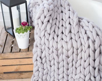 Chunky Knit Blanket, Blanket, Super Chunky Blanket, Giant knit blanket, Thick yarn blanket, Bulky Knit, Merino wool, Extreme knitting