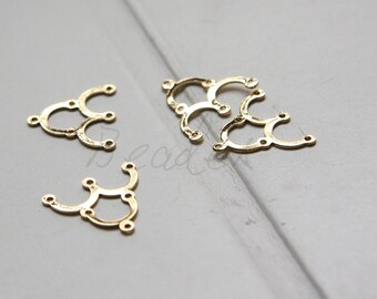 2 Pieces / Real Gold Plated / Earring Component / Brass Base / 1 to 3 Components 17x15mm (C1736//J392)