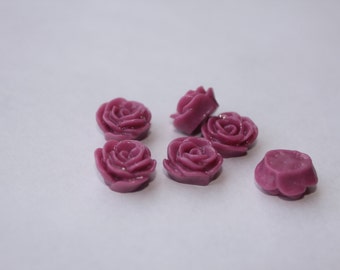 10 SMALL ROSE Cabochons - 12mm - Violet Color