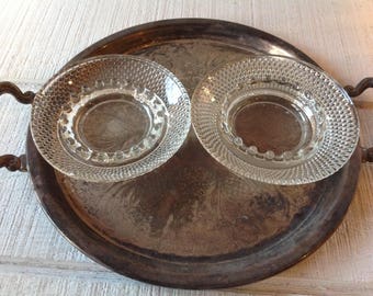 2 Vintage crystal ashtrays, mid century Ash tray Man cave smoking Mid Century Office decor Large Cigar Ashtray, smoking accessories Barware