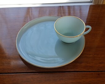 Anchor Hocking Fire King Turquoise Snack Set