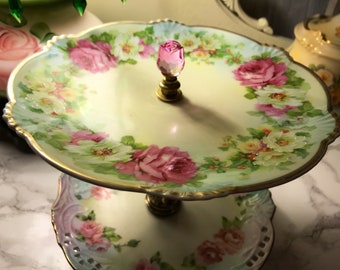 Blue and Pink 2 Tiered Plate Stand/Cookie Stand/Cupcake Stand/Appetizer Stand
