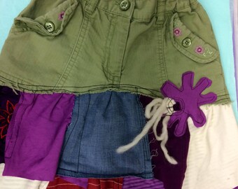 Jupe - , up cycled clothing - boho - gypsie style , refashioned par Lilisoleil , grandeur 5