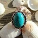 925 Solid Sterling Silver Overlay / Silver Plated Spider Web Turquoise Gemstone Ring Size 7 (Adjustable) Jewelry RR-50