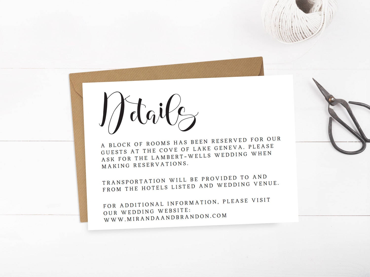 Wedding Details Card Template Wedding Information Card 8656