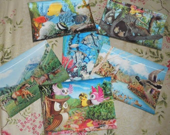 Set of six Vintage 3D Postcards - Nature and Kids