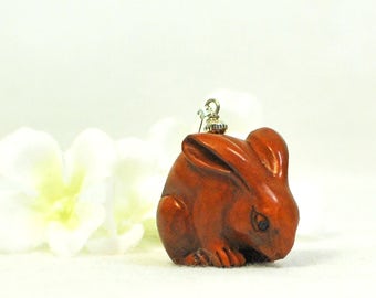 Animal Jewelry Bunny Necklace Mighty Monty - Ojime Pendant - Bunny Jewelry -Pet Bunny Rabbit -Bunny Necklace -Rabbit Jewelry -Nature Jewelry