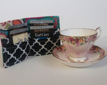 Coupon Orginizer,Tea Bag Wallet, Tea Wallet, Tea Bag Holder, Card Holder Wallet, Travel Tea Bag Holder, Tea Bag Case, Paisley Turquoise