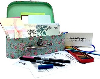 Kids Brush Lettering Calligraphy Kit - Beginners Starter Set by Kirsten Burke
