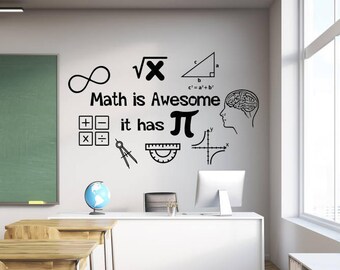 math wall decal, math wall decor, math classroom decor, math teacher, math teacher gift, math decal, math decor, classroom wall decal