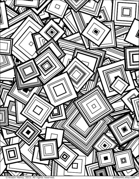 Downloadable Adult Coloring Page: Generative Squares. Math