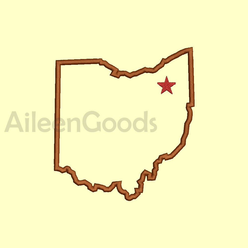 Ohio Applique Design 7 Ohio State Shape AppliqueSize INSTANT