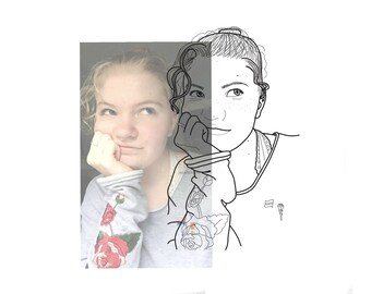 Custom Portrait Outline | Made to Order | Black and White | Digital Download