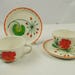 Mid Century Modern Red Orange Poppy Flower 2 Coffee Tea Cups & 2 Dessert Plates Mancioli Italy Easter Mothers Day Garden Brunch Luncheon