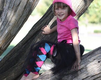 Pink Black and Turquoise Argyle Baby Toddler Leg Warmers