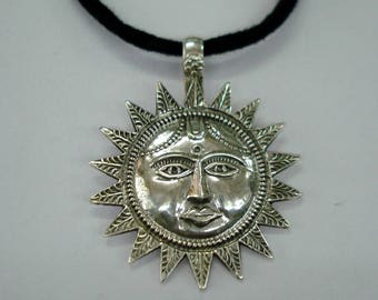 traditional design sterling silver amulet pendant necklace sun god handmade