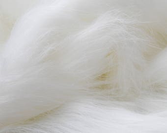 Luxury White Faux Fur Fabric 19", Long Pile Faux Fur Craft, Newborn Photo Prop, Craft Animal Fur