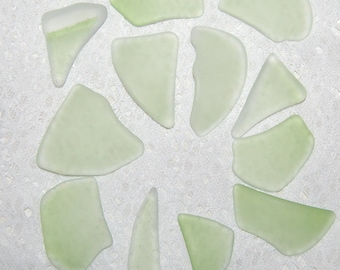 Faux Sea Glass - yellow lime green - 12 undrilled pieces