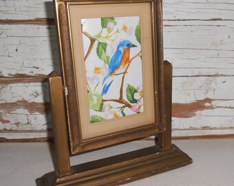 Vintage Swivel Wood Picture Frame, Art Deco Swing Frame, Table Top Picture Frame