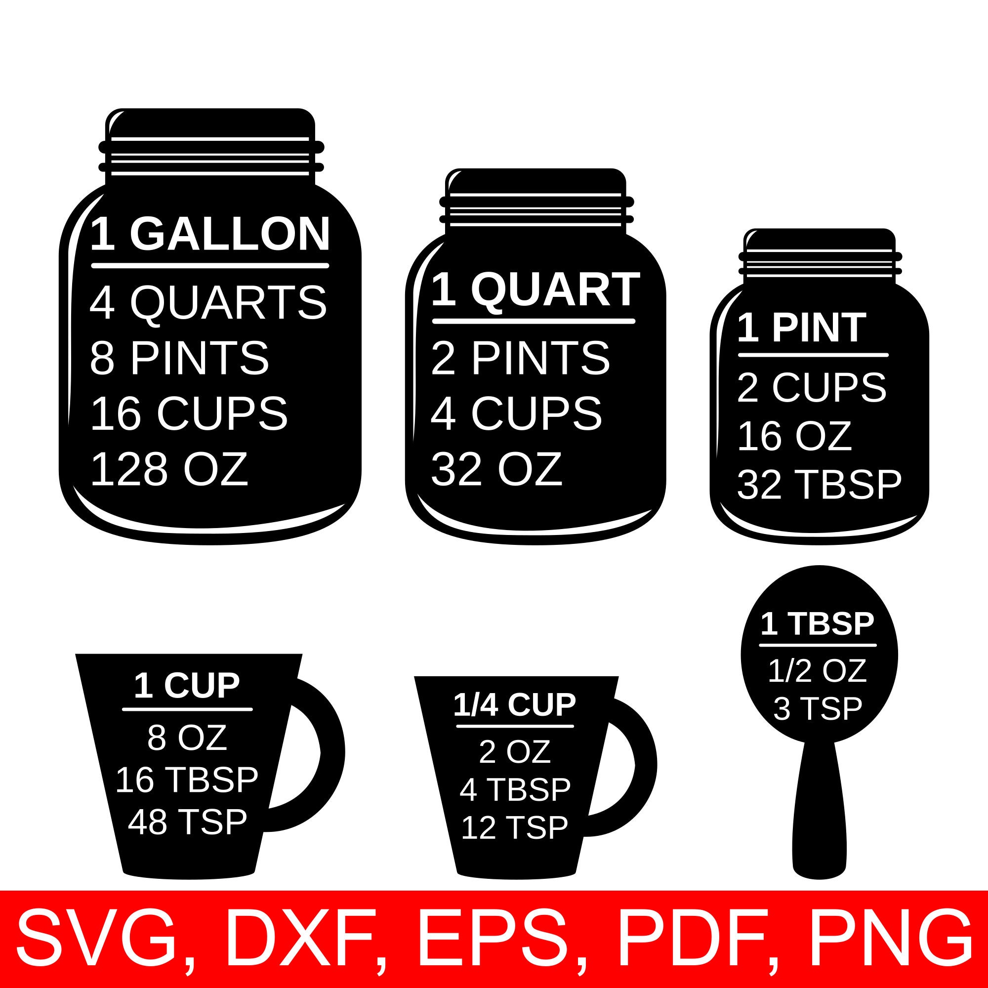 Measuring Cups SVG file, a printable Kitchen Conversion ...