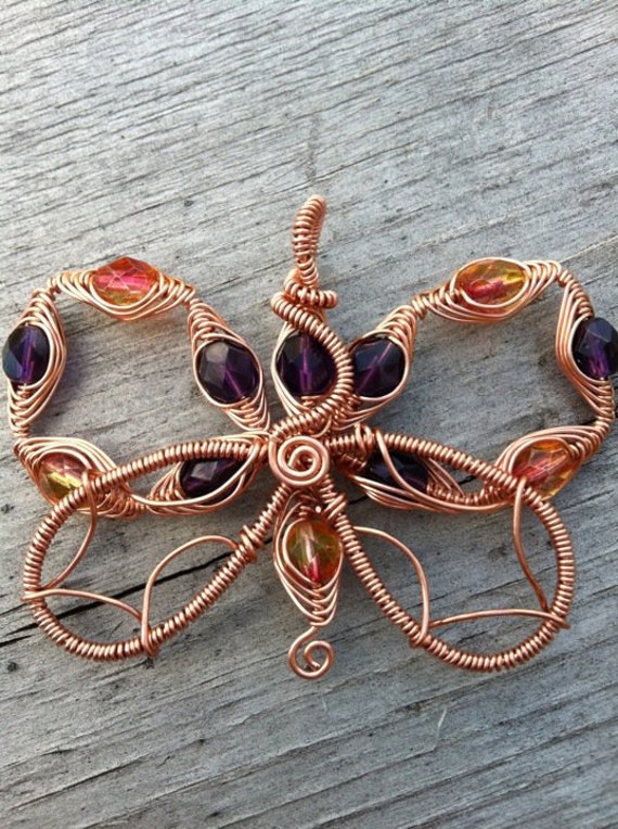 Items similar to Copper Butterfly Pendant with 18inch handmade chain on Etsy
