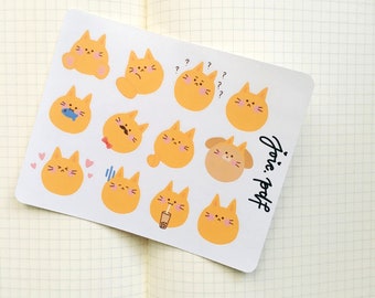 Cute Kitty Cat Goldfish Stickers