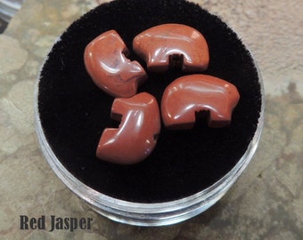 Red Jasper Tiny Zuni Bear Beads you get Four in a Gem Jar