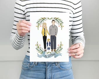 Custom portrait of couple, Custom couple illustration, personalized portrait, family illustration with pets, wedding gift, wedding portrait