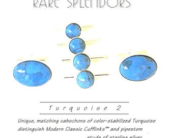 Boutons de manchette et boucles d’oreilles turquoise Kingman Mine