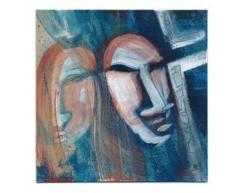 Art original 15 x 15 cm (5.9 x 5.9 inch) painting, abstract image