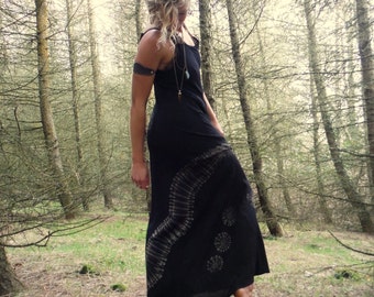 Black Tie Dye Summer Maxi Dress Bohemian Long Dress Hippie Summer Dress