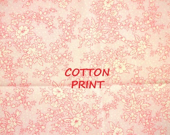 1/4 YARD, COTTON PRINT, Pink White Floral, Quilting or Craft Fabric, ViP Cranston, Flowers Leaves, 43 x 10, B44