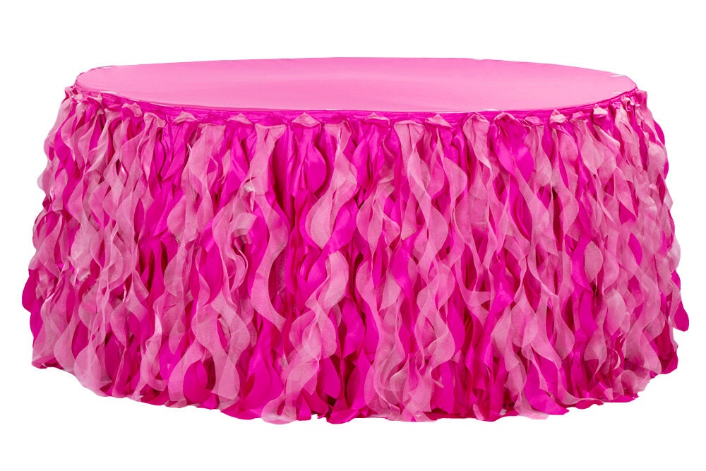 Fuchsia Curly Willow Table Skirts Ruffled Table Skirt Cake