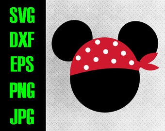 Mickey Pirate Bandana - svg, dxf, eps, png, jpg cutting files - cricut, silhouette - iron on paper piecing Disney Cruise Minnie bandana