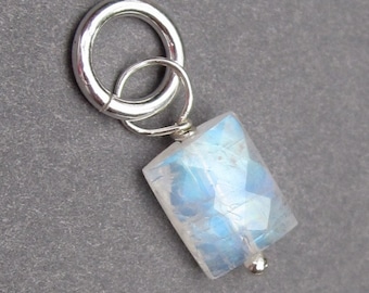 Moonstone Charm, Moonstone Pendant, Sterling Silver Wire Wrapped Pendant, Moonstone Necklace Jewelry, Fertility Pendant, Stones 269