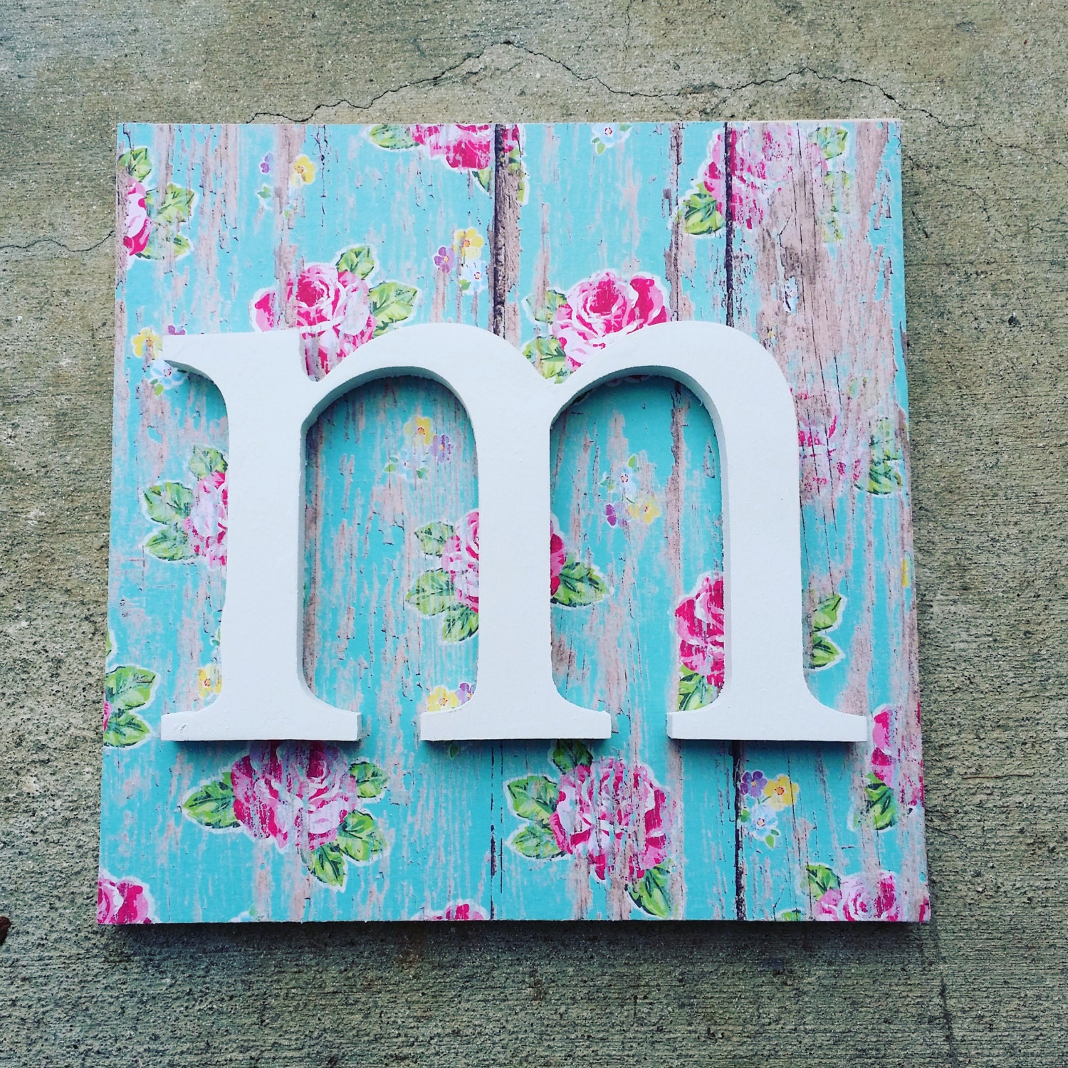 Aqua and Pink Nursery Decor Wooden Letters for Wall Vintage